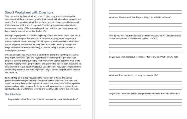 Step 2 Worksheet with Questions [Free PDF Download & Print] - 12 Steppers